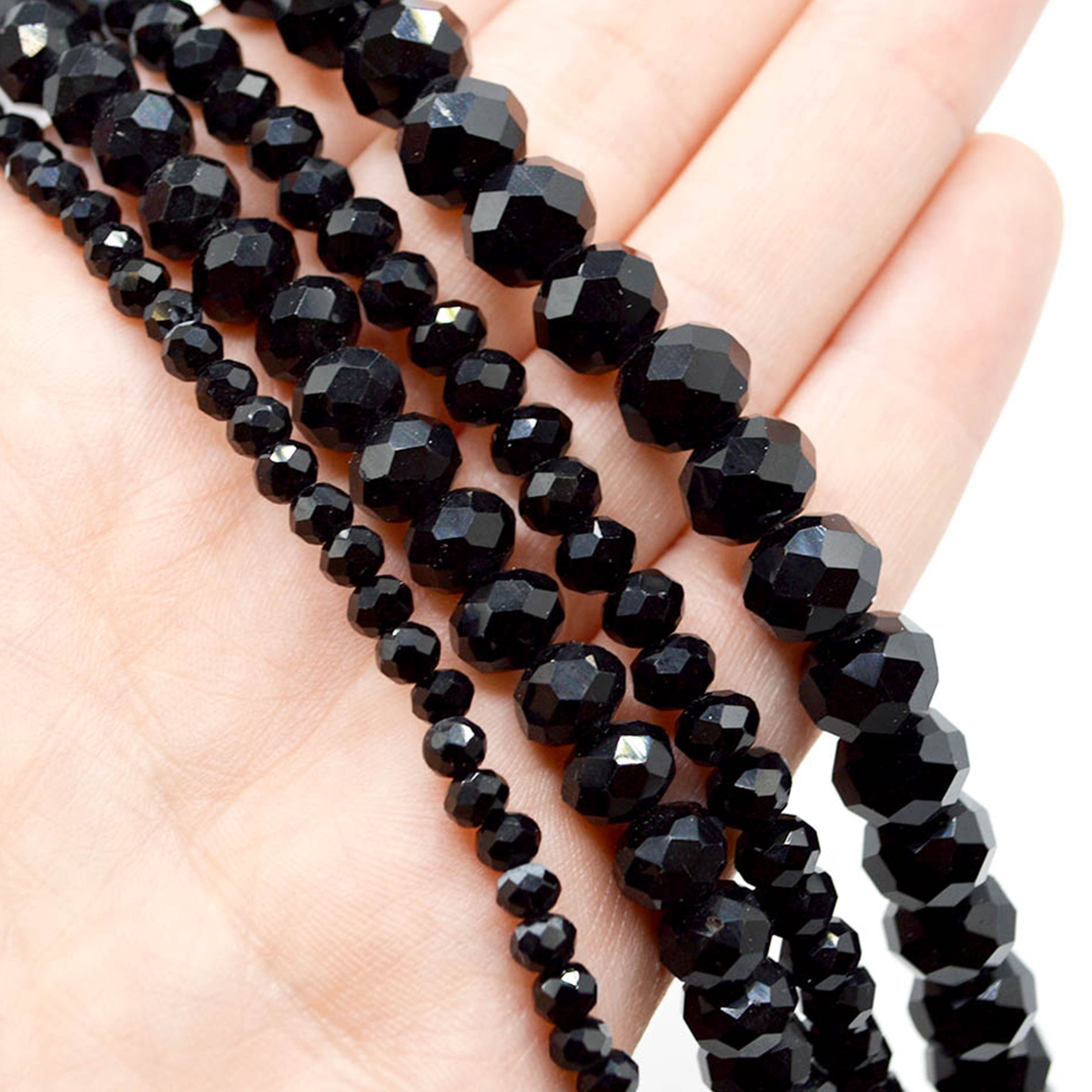 Jesse James Beads Black Glass Bead Strand – 4 Pieces, Ideal for Ages 16 and Up