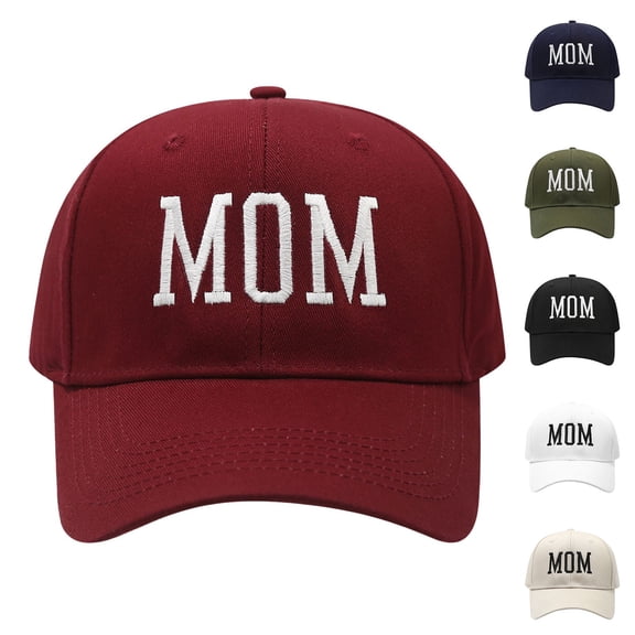 Adjustable Cotton Baseball Cap with MOM Embroidery, Washed Vintage Dad Hat for Women, Perfect Mother's Day Gift, Comfortable for Casual Wear and Street Style-Beige