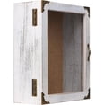 thumbnail image 6 of Shadow Box 11x13 Display Case, 5 Inch Extra Deep Shadow Box Frame , Acrylic Door, White Solid Wood Shadow Box with Linen Back & Pins, Rustic Metal Corners, Wall Mounted Keepsake Display Cabinet, 6 of 13