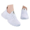 thumbnail image 3 of Daznico Women's Wide Fit Fly Weave Sneakers - Breathable Thick-Sole Tennis Shoes with Shock Absorption,Color:White,Size:8.5, 3 of 8