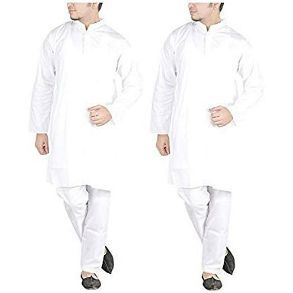 Royal Men's White 100% Pure Cotton Kurta Pyajma Set Of 2