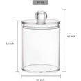 thumbnail image 3 of 3 Pack Qtip Holder Storage Canister for Cotton Ball, Cotton Swab, Pads, Floss; 10-Ounce Clear Plastic Apothecary Jar with Lid, Bathroom Makeup Organizer (3), 3 of 4