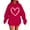 Red, variant on Tbopshirt Hoodies for Women Plus Size Oversized Valentine's Day Casual Round Neck Long Sleeve Pullover with Front Pocket and Drawstring Sweatshirt Red,L