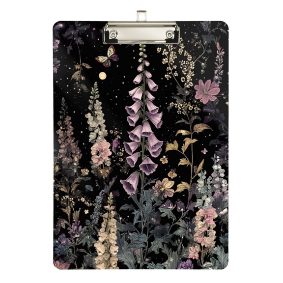 FORMRS Acrylic Clipboard with Low Profile Clip Standard A4 Letter Size, 12.5" x 9", Dark Flowers Pattern