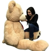 Personalized Big Plush Giant 6 Ft Teddy Bear Soft, Your Message Imprinted on Neck Ribbon Bow