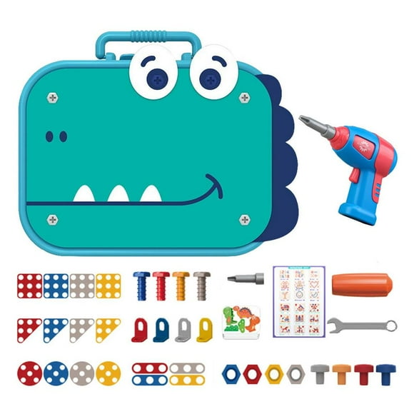 Montessori Screwing Tool Toy For Boys Kids Electronic Drill Assembly Toys With Tool Box Battery Powered Hands Drill Toolbox Toys