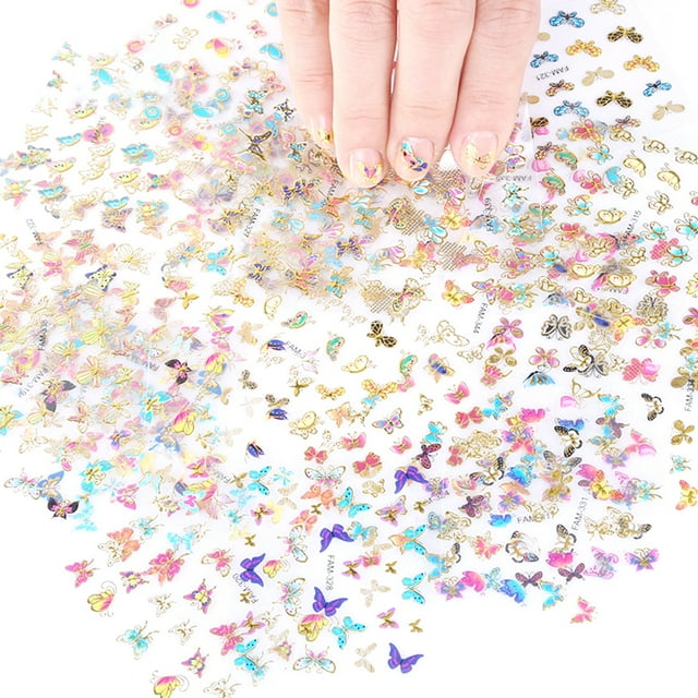 30 Sheets Butterfly Manicure Stickers Adhesive Fingernail Decals Nail Stickers