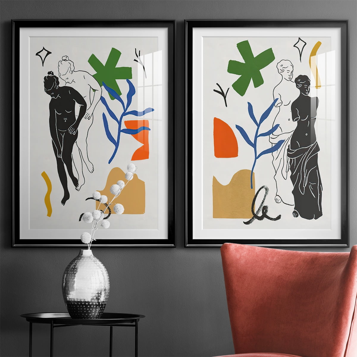 Wexford Home Starry Venus III Premium Framed Print, 18.5" x 24.5" - Ready to Hang, Black (Set of 2)