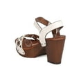 thumbnail image 3 of Nature Breeze Vint-05 Women PU Perforated Wooden Platform Chunky Heel Sandal, 3 of 6