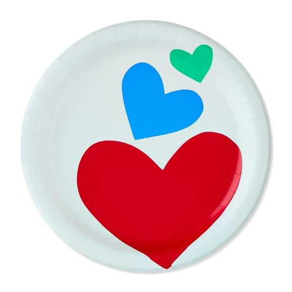 Disposable Paper Plates, 7", Multicolor Hearts, 20 Count, Valentine's Day by Way To Celebrate