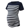 thumbnail image 2 of Hwmodou Female Tshirts Pregnant T Tops Short Tunic Maternity Womens Print Striped Maternity Casual Shirt Blouse Sleeve Blouse Dailywear Pregnancy Clothes For Woman, 2 of 5