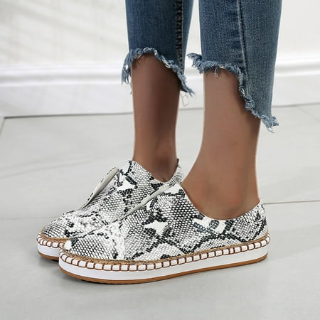 

ERTUTUYI Leopard Print Thick Sole Swing Line One Foot Casual Women s Shoes Grey 39