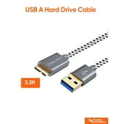 External Hard Drive Cable 3.3ft, CableCreation 5Gbps High Speed Micro USB 3.0 Cord, USB A to Micro B Braided Cord for Samsung Galaxy S5, Note 3, Camera, WD Western Digital My Passport Seagate/Toshiba
