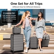 Hardside Luggage 11 Pcs Set, Hardshell Suitcases with Spinner Wheels & Lock, 14 Travel Case, 20 Carry-On Luggage, 24 Checked Luggage, 28 Checked Luggage, Black