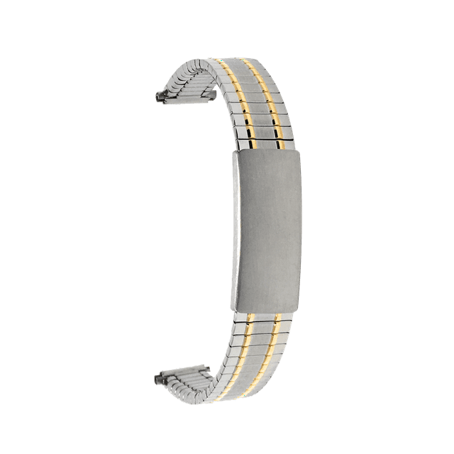 Bandini Bracelet de Montre Extensible en Acier Inoxydable 13mm Argent et Or (Bicolore) pour Femmes, Extrémité Droite, Longueur Réglable, Bracelet de Montre en Métal Extensible, Sans Boucle