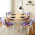 thumbnail image 3 of TSOVTHRID Butterfly Floral Purple Marble Print Quilted Dining Chair Slipcovers, Stretchy Removable Chair Covers with Detachable Strap, Universal Fit Non-Slip Seat Cushion Covers, Set of 1, 3 of 7
