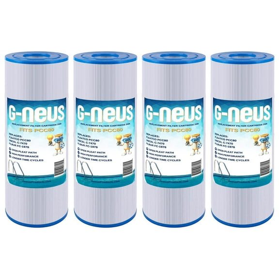 G-NEUS Pool & Spa Filter | Replaces Pentair CCP320, Pleatco PCC80-PAK4, Ultral-A5, Unicel C-7470, Filbur FC-1976 | 80 Sq Ft Coverage (x4) | High Performance Replacement Cartridge, 4 Pack
