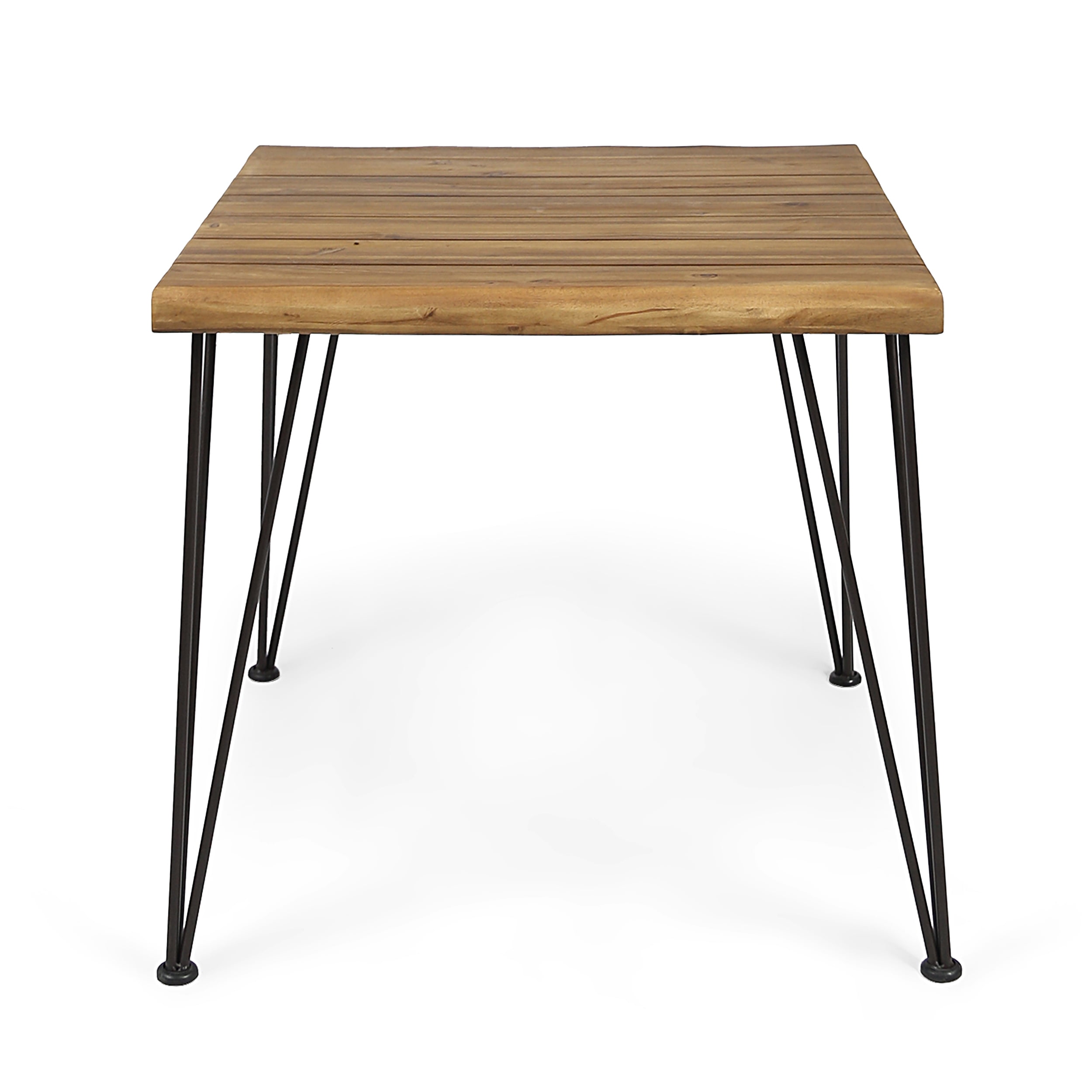 Euroco 32.5" Farmhouse Dining Table for 2, Square Kitchen Table Dinner Table with Metal Legs for Dining Room, Home Office,Teak