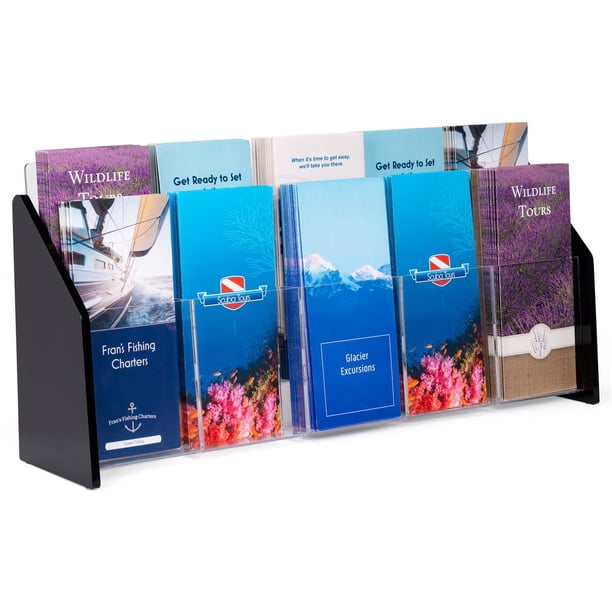 Clear Acrylic Brochure Holders with 10 Pockets for 4x9