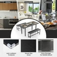 thumbnail image 6 of Costway 3 Piece Dining Table Set for 4-6  63"Kitchen Table with 2 Benches Metal Frame Black, 6 of 10