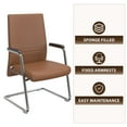 thumbnail image 3 of LeisureMod Aleen Mid-Century Modern Office Chair with Upholstered Seat and Metal Armrest (Dark Brown), 3 of 7