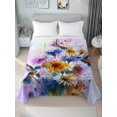 thumbnail image 4 of Twin XL Flat Sheet 66"x102", Pink Purple Hummingbird Soft Lightweight Bedding Flat Sheets Only, Spring Oil Painting Sunflowers Brushed Microfiber Top Bed Sheet, Breathable StainResistant Bedsheets, 4 of 9
