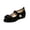 Black, variant on Women's Mary Jane Flats Bow Pearl Rhinestone Floral Dress Shoes Adjustable Strap Low Wedge Comfort Walking Shoes Ballet Flats Casual Wedding Party Ballerina Flat 9 Wide Gray