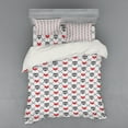 thumbnail image 1 of Ambesonne Geometric Bedding Set 4 Pcs, Skulls Red Hearts, Queen, Grey Red Coconut, 1 of 3