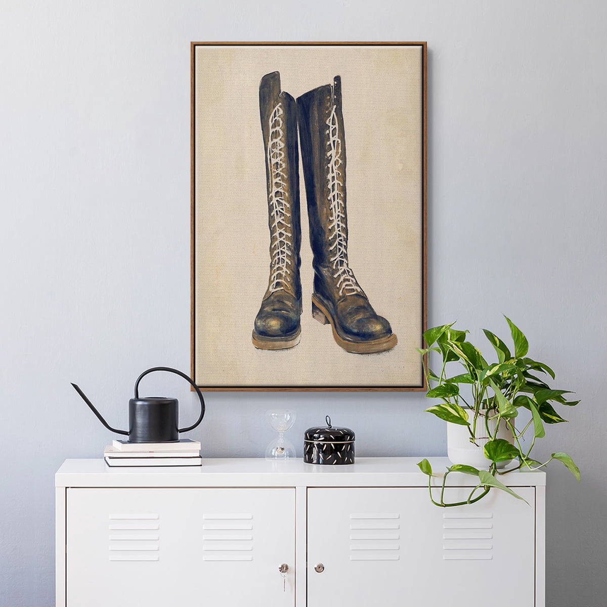 The Shoe Fits III V1 Framed Premium Gallery Wrapped Canvas - Ready to Hang - 17 x 25 - Walnut Floating Frame