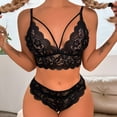 thumbnail image 4 of Gibobby Lencería de encaje Día de San Valentín para mujer Sexy Lady Sheer Floral Lace Pijamas Conjunto de lencería Cintura alta Ropa de dormir Sujetador y panty de dos pi(Negro, M), 4 of 5