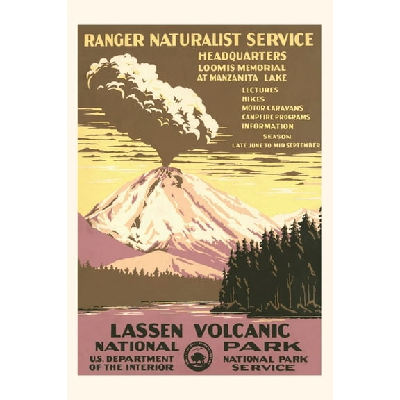 Pocket Sized - Found Image Press Journals: Vintage Journal Lassen Volcanic National Park Travel Poster (Paperback)