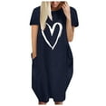 thumbnail image 2 of Shorts pour Femmes Robe à Manches Longues Mode Femmes Ample Imprimé Amour Col Rond Poches Robe Décontractée à Manches Courtes, 2 of 5