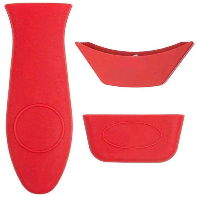 Soporte de silicona para mango caliente (juego de 3), manoplas calientes, para sartenes, sartenes, sartenes y planchas de hierro fundido, mangos de utensilios de cocina de metal y aluminio, agarre de