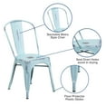 thumbnail image 2 of Distressed Green-Blue Metal Indoor-Outdoor Stackable Chair, 2 of 9