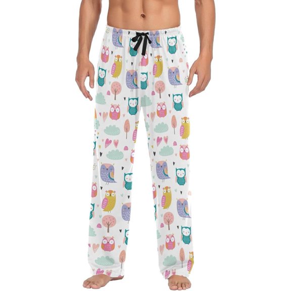 GZHJMY Owl Pajama Pants for Men, Lounge Pants Lightweight Men Pajama Bottoms with Drawstring Pockets, Christmas New Year Birthday Gifts, XX-Large