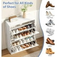 thumbnail image 3 of Shoe Cabinet with 2 Flip Drawers, White Shoe Cabinet Storage for Entryway, Modern Shoe Organizer Wood, Freestanding Small Thin Shoe Racks with Doors, White, 3 of 16