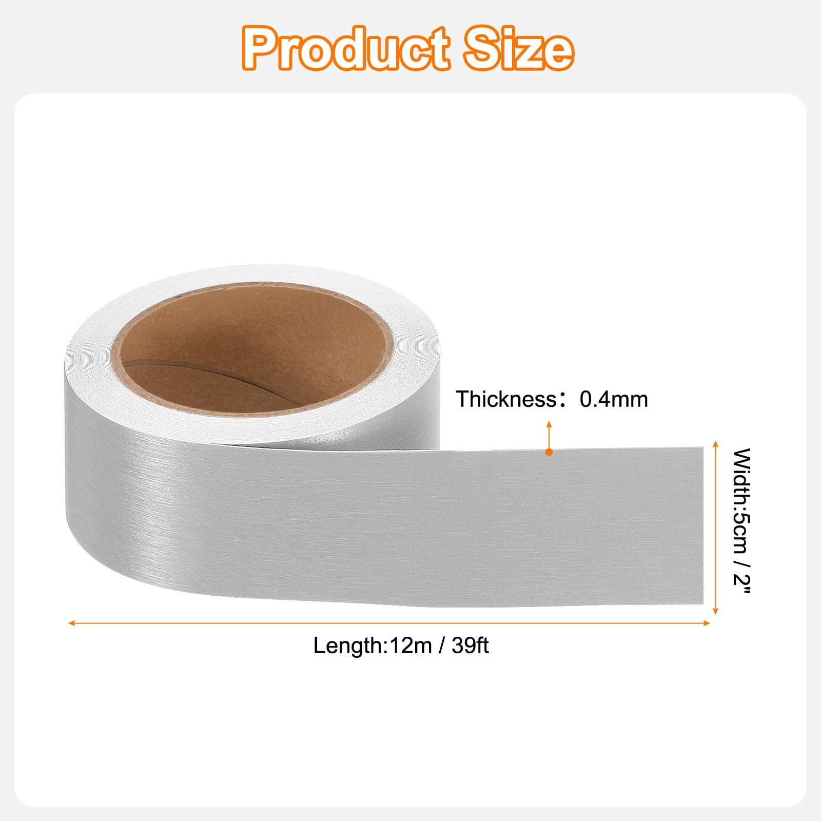 Uxcell 2" x 39ft Mirror Border Peel and Stick Wood Grain Tape, Moon Silver