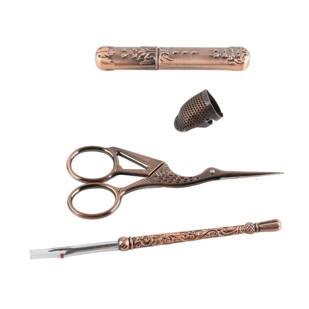 Kit De Costura Vintage, Punzón De Costura, Tijeras Vintage, Dedal De Costura De Acero Inoxidable, Aguja De Coser Para Bordado