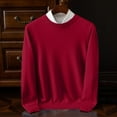 thumbnail image 2 of Hueook Sweater Men's Youth Fashion Casual Color V-Neck Long Sleeve Sweater Wine 2X, 2 of 6