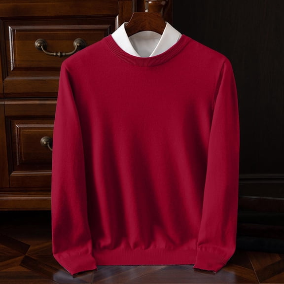 Ynynloco Mens Crewneck Sweaters Solid Color Slim Long-sleeved Fit Lightweight Knit Pullover Sweaters for Casual