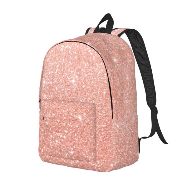 Easygdp Rose Gold Glitter Mochila de Lona Resistente para Laptop, Compatible con Laptops de 15 a 17 pulgadas, Ideal para Escuela, Trabajo y Viajes-Medium