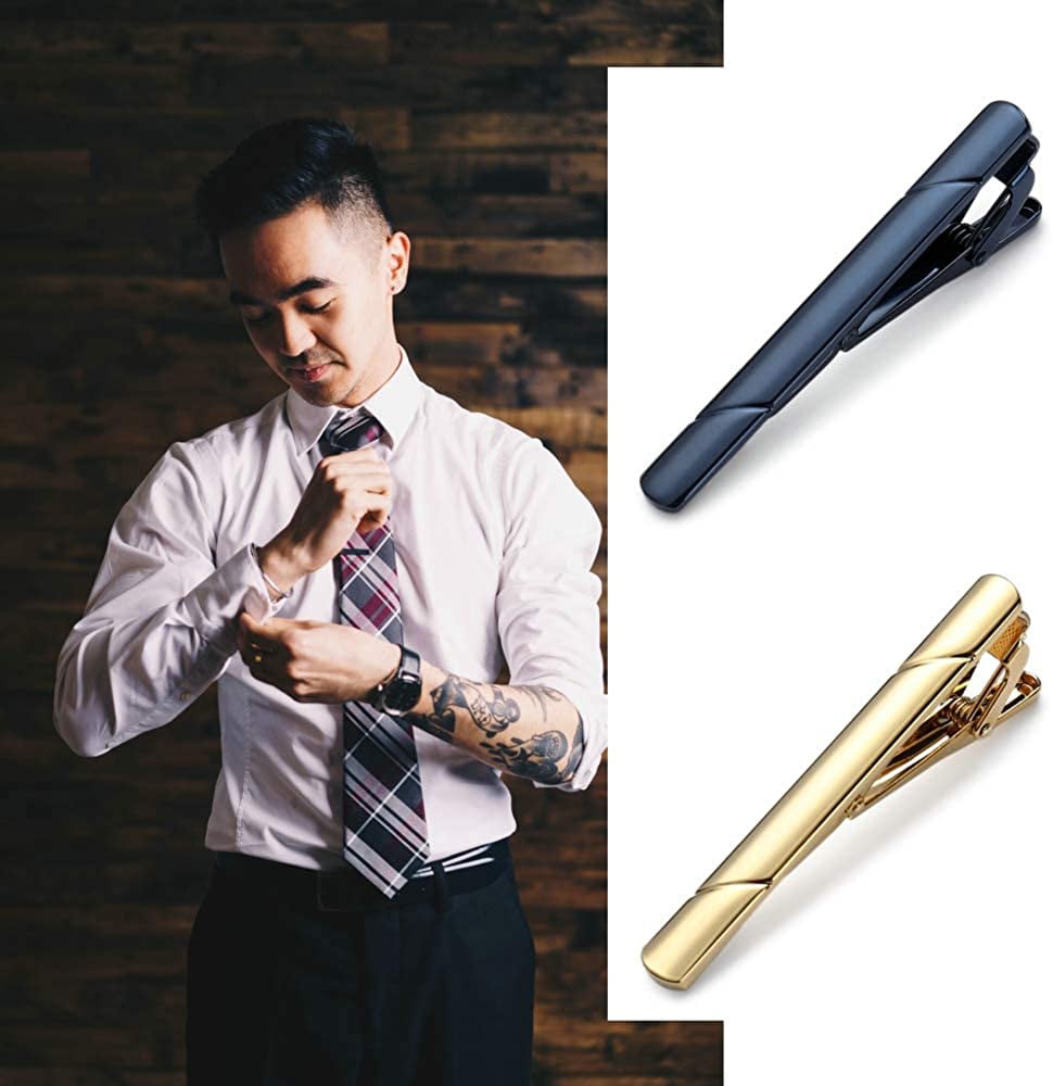 8x Tie Clips, Men Tie Bar Clip Set Holder Clasp Copper Simple Universal  Fashion Durable Tie Pin for Boyfriend Lover Father Party Wedding