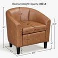 thumbnail image 6 of Yaheetech Modern Faux Leather Barrel Chairs with Curved Armrests, Set of 2, Brown, 6 of 7