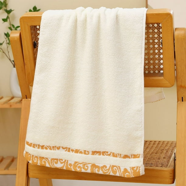 Nvzi 1 toalla de baño de algodón suave, muy suave y absorbente, para ducha, piscina, 13,39 x 29,13 pulgadas (amarillo)