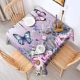 thumbnail image 2 of Purple Butterfly Flower Butterfly Pattern Square Tablecloth,Waterproof Square Table Cover,Wipeable Spillproof Washable Table Cover for Home Kitchen Party Decor 42"X42"(107x107cm), 2 of 6