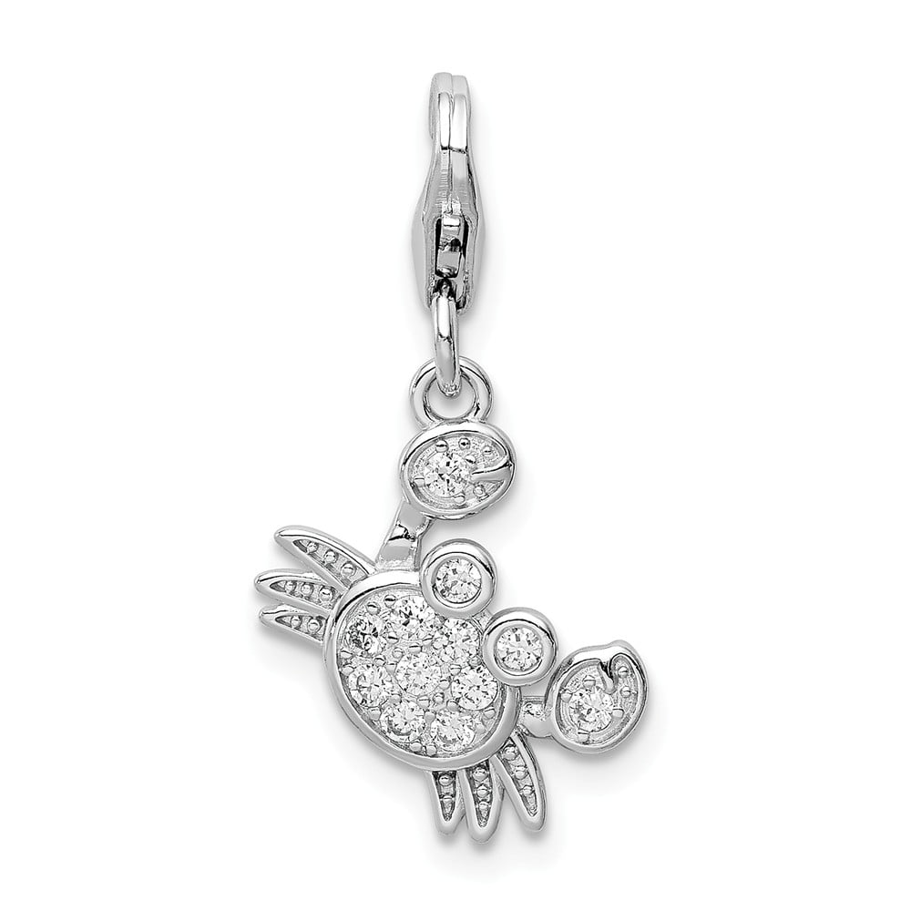CZ Crystal Stone Cute Crab 925 Sterling Silver Belly Button Ring Jewelry