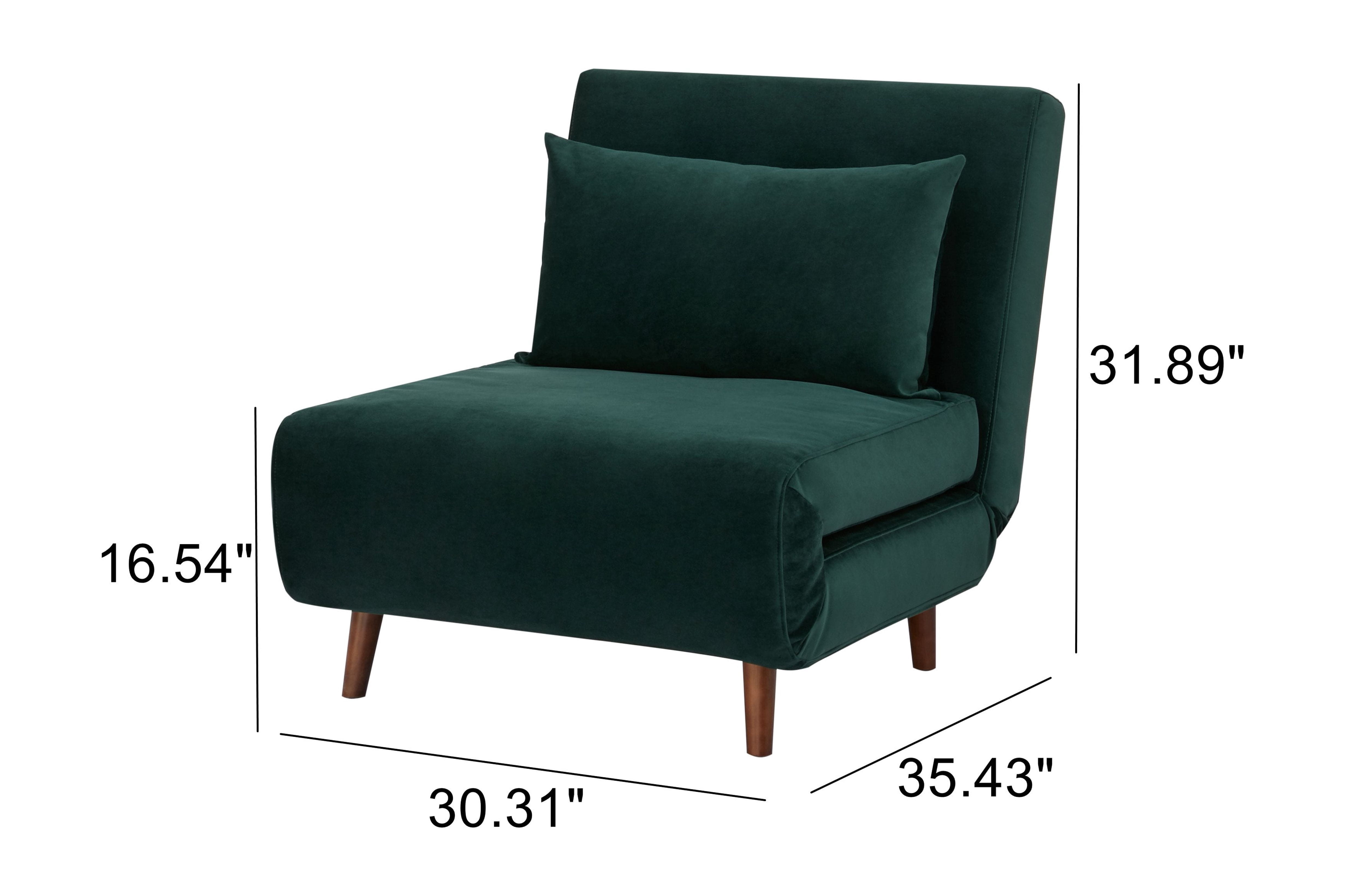 A&D Home Tustin Polyester Convertible Futon Chair, Velvet Green