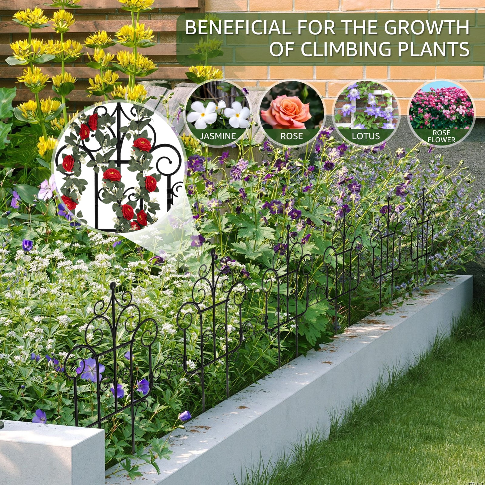 Threns 10Pcs Decorative Garden Fence Plastic Folding Lawn Border Outdoor Animal Barrier Fence Landscape Fencing for Yard Patio Flower Bed