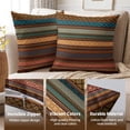 thumbnail image 4 of Brown Blue Teal Pillow Covers 18x18 Inch Set of 2 Bohemian Multicolor Stripes Decorative Throw Pillows Retro Southwest Geometric Boho Mexican Pillow Cases Home Decor for Sofa Couch Outdoor, 4 of 6