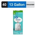 thumbnail image 2 of Great Value 13-Gallon Drawstring Tall Kitchen Trash Bags, Unscented, 40 Bags, 2 of 9
